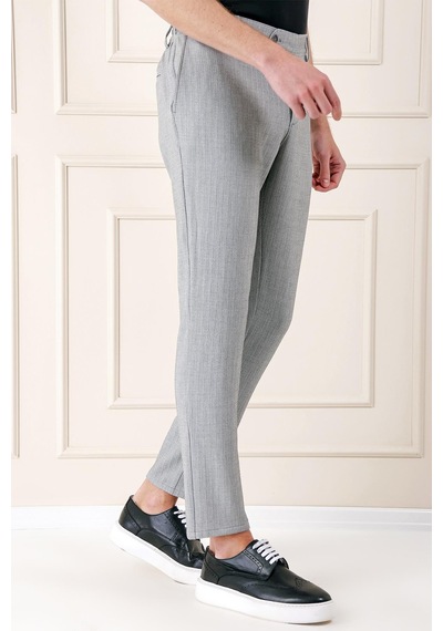 Efor Comfort Fit Beli Lastikli Balıksırtı Dokuma Casual Gri Pantolon P 1155 Gri