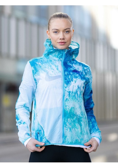 Repel Trail-running All-over Printed Recoverable Full-zip Hoodie Kadın Ceket Ndd Sport Mavi