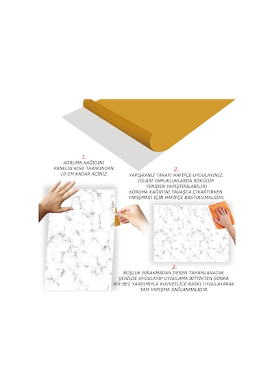 Tink Kendinden Yapışkanlı Granit Mermer Desenli Pvc Panel 41x62 Cm