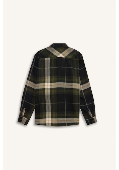 DeFacto Regular Fit Polo Yaka Kareli Flanel Uzun Kollu Gömlek D5835AX24AUNV64