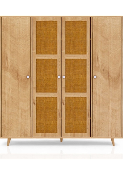 Floradesign Bali Bohem Jüt 4 Kapaklı Gardırop /jüt Mdf Kapaklı Elbise Dolabı 160cm