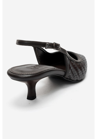 Luvi Shoes Alvessıa Kahverengi Örgü Kadın Kısa Topuklu Ayakkabı