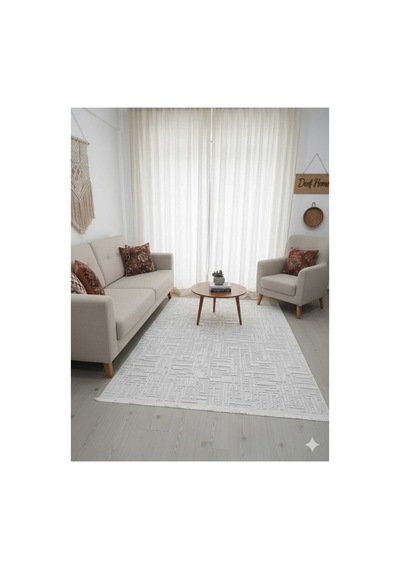 Denf Home İskandinav Sisal Loop Yumuşak Doku Özel Kesim Modern Salon Koridor Oturma Mutfak Halısı Kilim Yolluk Krem