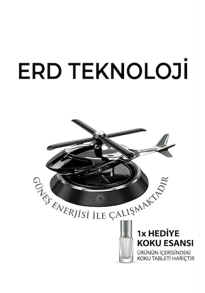 Güneş Enerjili Helikopter Araba Kokusu-kokusu  Araba Süsü Gümüş Siyah