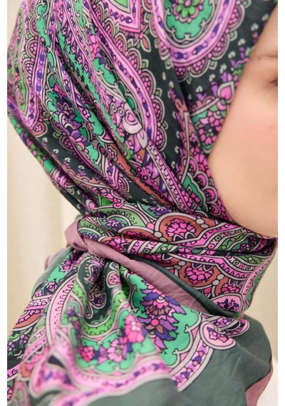 Silk Home Velora Eşarp Ethnic Koyu Yeşil 90x90 Çok Renkli