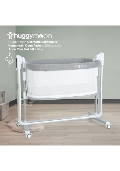 Huggy Moon Oyun Parkına Dönüşebilen Anne Yanı Elektrikli Beşik