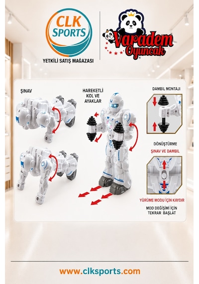 Atletik Sporcu Siyah Robot - Işıklı Ve Müzikli Hareketli , Pilli Genel