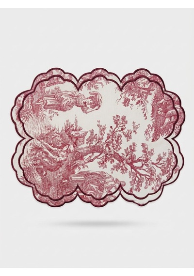 Toile Burgundy Embroidered Amerikan Servis Çok Renkli