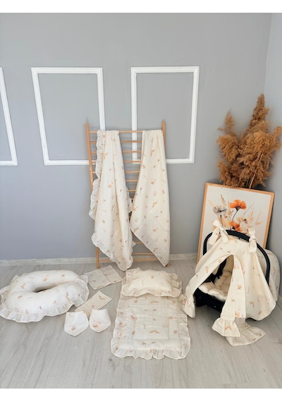 % 100 Pamuk 11 Parça Çift Taraflı Muslin Set Tasarım