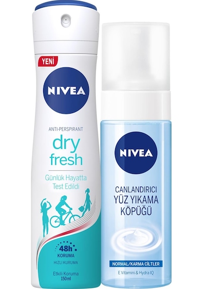 Nivea Dry Fresh Kadın Sprey Deodorant 150 ML + Yüz Temizleme Köpüğü 150 ML