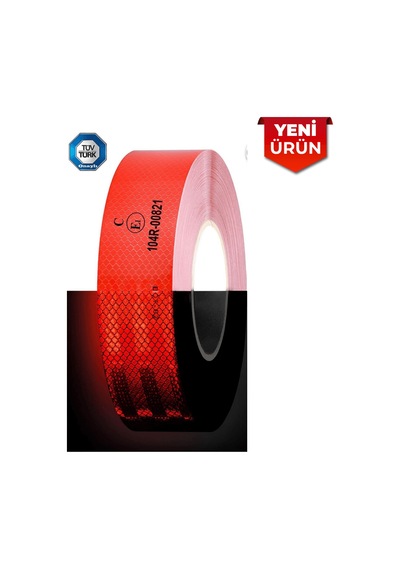 Reflektiv Petekli Fosfor Bant, Belgeli 5.5cm X 50m - Kırmızı 6056