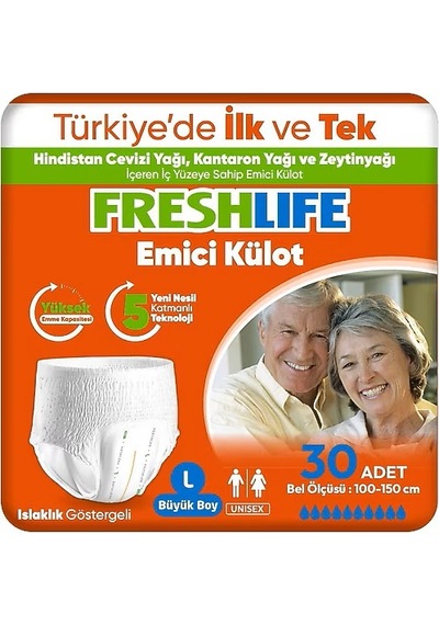 Freshlife Emici Külot Large Beden Büyük Boy Hasta Bezi 30 Adet 1 Paket L