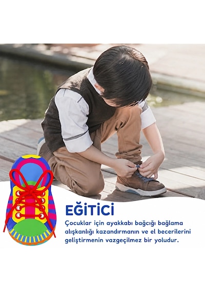 Tineke Montessori Ayakkabı Bağlama Eğitici Oyuncak İnce Motor Beceri Geliştirici Erkek Ve Kız 3+ Yaş