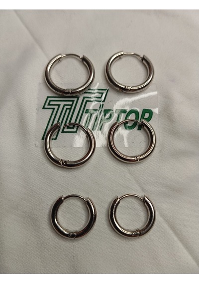 Tiptop/ Gümüş Renk 6'lı Küpe - Gümüş Renk 6'lı Halka Küpe Set Gümüş