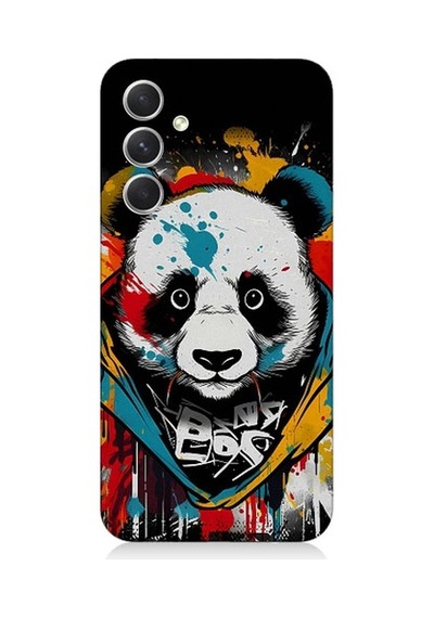 Samsung Galaxy A34 Uyumlu Renkli Boyalı Panda Desenli Silikon Kılıf