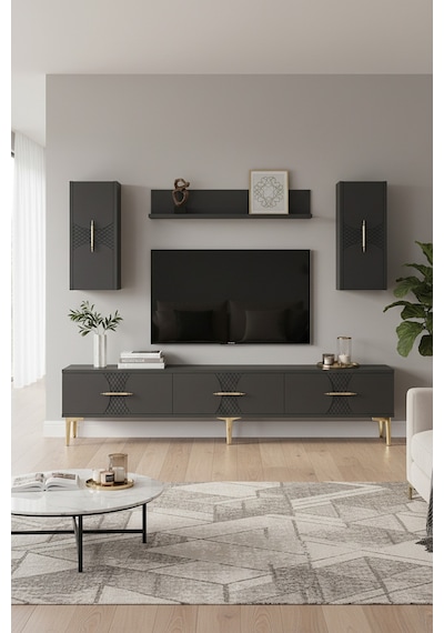 Tvr1832ag Slim Tv Ünitesi Takımı Antrasit-gold 180cm