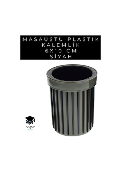 Masaüstü Plastik Kalemlik 6x10 Cm Renkli Siyah