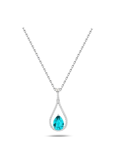 Brezza Lusso Jewelry Pırlanta Model Aquamarin Taşlı Damla Kadın Gümüş Kolye 45 CM