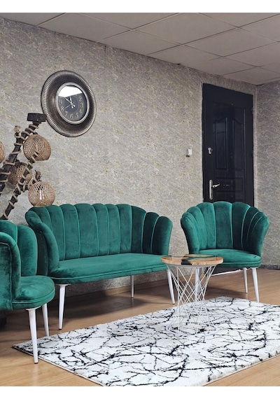 Zafir Papatya Çay Seti Koltuk Takımı Beyaz Boyalı Sivriltme Ayak, Balkon, Salon, Ofis, Cafe Koltuk Takımı Yeşil Zafir Papatya Çay Seti Koltuk Takımı Beyaz Boyalı Sivriltme Ayak, Balkon, Salon, Ofis, Cafe Koltuk Takımı Yeşil