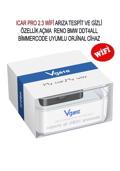 Vgate İcar Pro 2.3v Wifi Bandrollü Arıza Tespit Gizli Özellik Açma Cihazı Ddt4all-forscan-carista