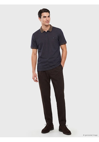 Lcwaıkıkı Classic Kahverengi Polo Yaka Erkek Dokulu Tişört