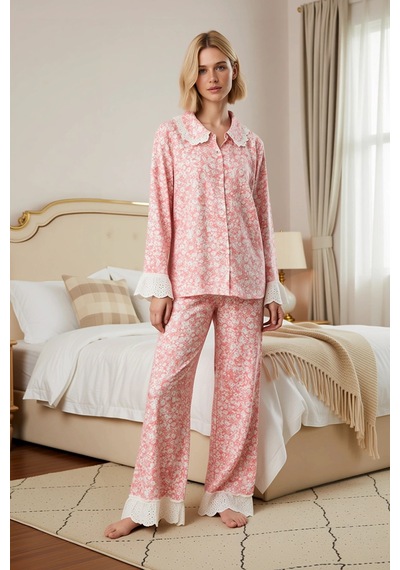 Benerly Kadın Gömlek Yaka Uzun Kol Shally Dokuma Pijama Takımı Fonksiyone Pembe Benerly Kadın Gömlek Yaka Uzun Kol Shally Dokuma Pijama Takımı Fonksiyone Pembe