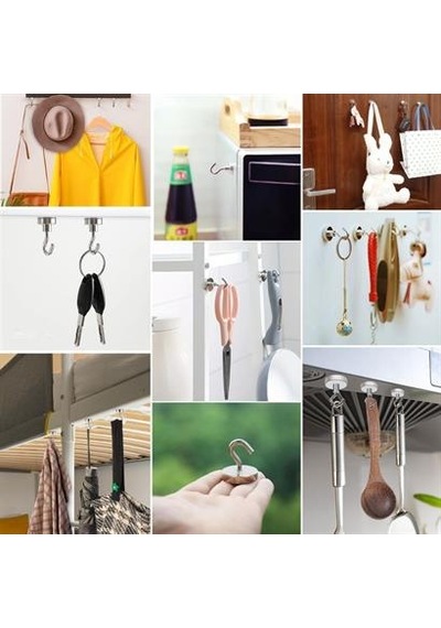 Etinka Magnet Askı 2 'li Güçlü Çok Amaçlı Manyetik Mutfak Banyo Askısı Metal