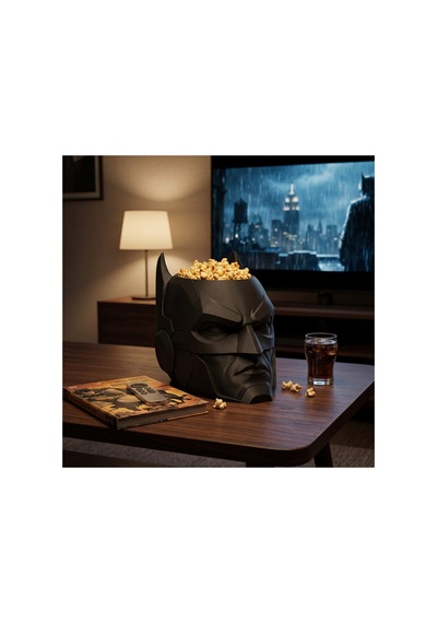 Batman Tasarımlı 3d Baskı Siyah Patlamış Mısır Kasesi Dekoratif Çerezlik