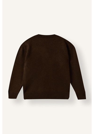 Defacto Oversize Bisiklet Yaka Triko Basic Kazak Erkek Çocuk I3438a826cwbn341 Kahve-bn341
