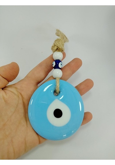 Bebek Mavisi Nazar Boncuğu El Yapımı Cam Nazarlık Duvar Dekoru 7