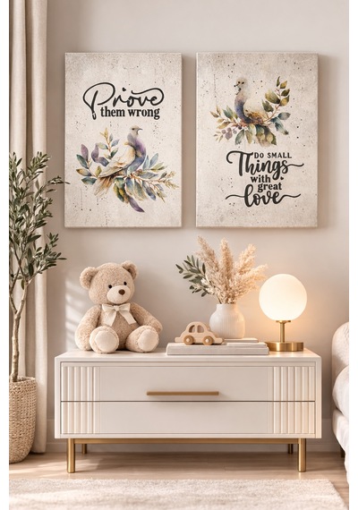 Ahşap Pano 2li Tablo Duvar Dekorasyon Ürünleri El Boyama Gri - 685389764 Gri