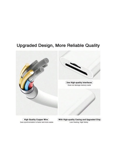 Ga27 İ-os İ-pad Ve İ-phone Uyumlu 8 Pin Lighting Çevirici Adaptör Micro Sd Ve Sd Kart Okuyucu 8 Pin
