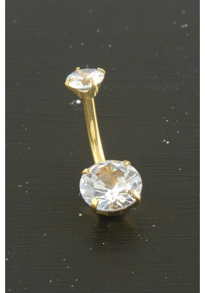Yuvarlak Zirkon Taşlı Çelik Piercing 1 Adet Çok Renkli