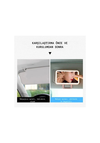 Araç İçi Işıklı Makyaj Aynası 3 Seviye Işık Ayarı Dokunmatik Hd Ayna Güneşlik Masaüstü Işıklı Ayna