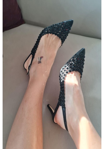 036 4467 Topukla Kadın Taşlı 6 Cm İnce Topuklu Abiye Ayakkabı 001