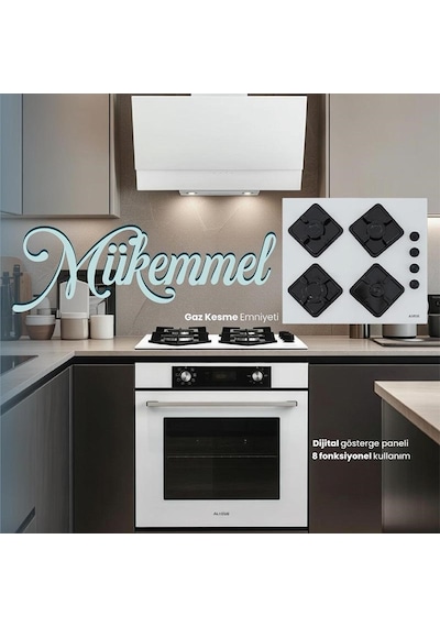 Alveus MFA 627 WH - KLS 670 WH - MOD 3000 Beyaz Cam Ankastre Set