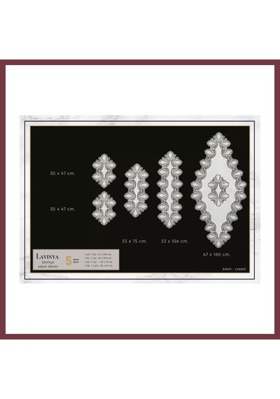 Storeşahin Lavinya Model Krem-krem 5 Parça Keten Dantelli Salon Takımı Runner Seti No 2 Shn0720 Krem - Krem