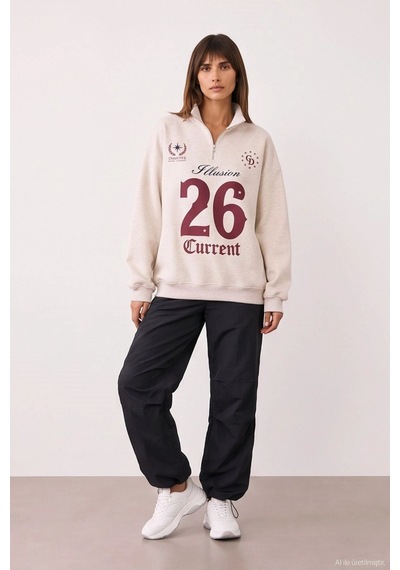 Quzu 27kswt02844 Sweatshirt Bej