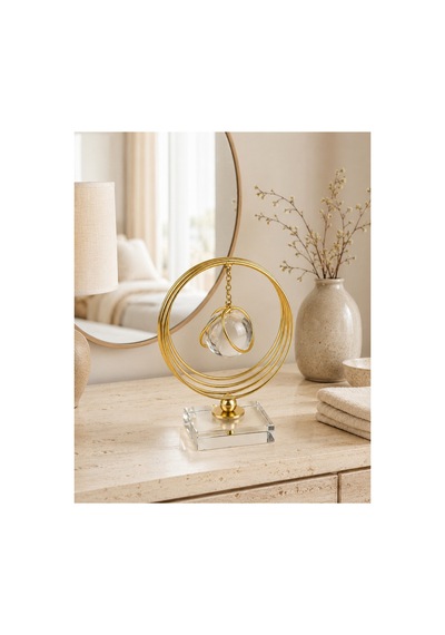 Sleep Nova Gold Halkalı Kristal Küre Dekoratif Masa Aksesuarı