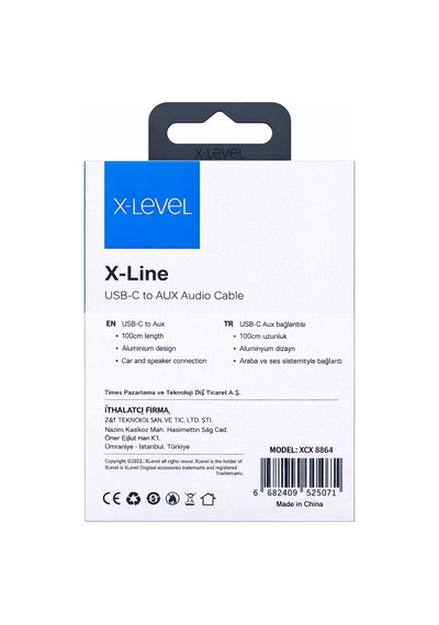 X-level Xcc-8864 Usb-c To Aux 3.5mm Ses Kablosu Aliminyum 1 Metre Siyah
