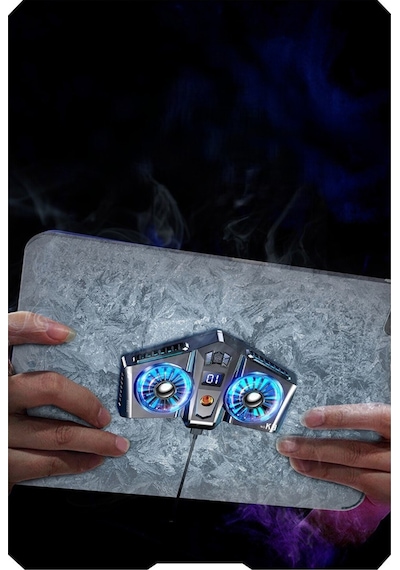 Çift Fan Soğutucu Led Işıklı Isı Derece Göstergeli Gaming Live Tablet Cep Telefon Soğutucu Radyatörü