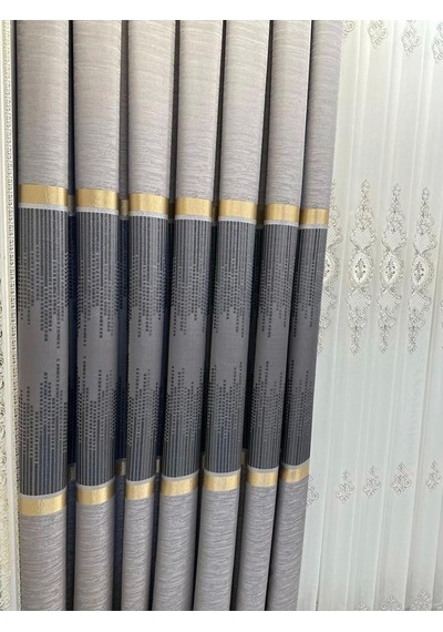 Lexroo Amasra Ft614164 V-5403 Gri 1/3 Sık Pileli Fon Perde Apm