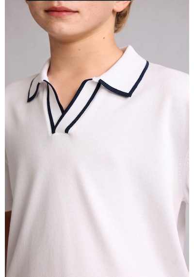 Defacto Regular Fıt Henley Yaka Viskon Beyaz Kazak Erkek Çocuk G6606a826auwt32 Beyaz-wt32