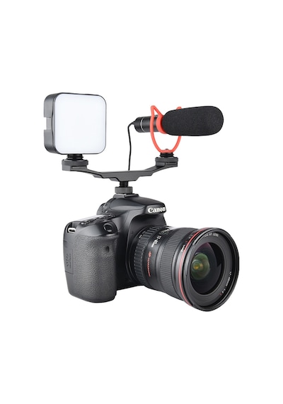 Dslr için Flaş Bracket İki Girişli Flaş- Led- Mikrofon Tutucu