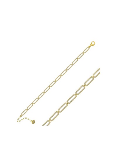 Gümüş Gold Oval Taşlı Bayan Bileklik Çok Renkli 33712011