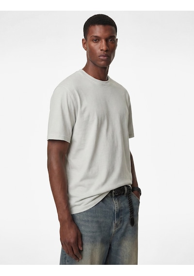 Koton Regular Fit Viskon Karışımlı Kısa Kollu Bisiklet Yaka Basic Tişört Gri 6sam10476mk
