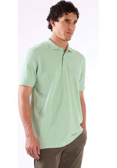 Dufy Mint Yeşili Polo Yaka Pamuklu Düz Renk Slim Fit Erkek T-shirt Mint Yeşili