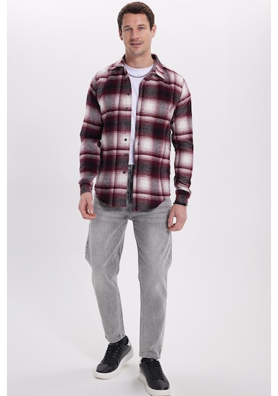 Tudors Erkek Slim Fit Dar Kesim Kareli Kışlık Oduncu Gömlek-42096 Çok Renkli