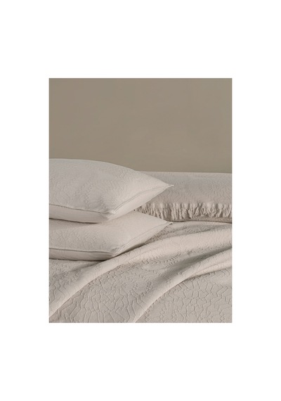 BedLine Jakarlı Daire Yatak Örtüsü Seti Tek Kişilik Krem Kutulu