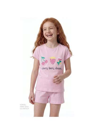Penti Açık Pembe Kız Çocuk Cherry,Berry Pamuklu 2'li Pijama Takımı